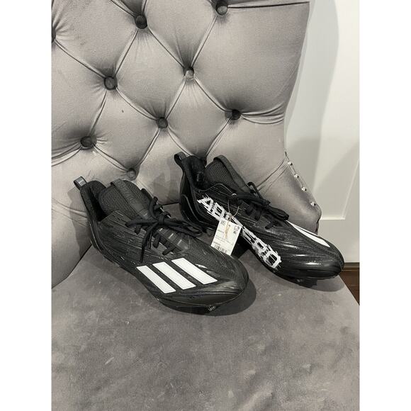 Adidas Men’s 12.5 Adizero Low Top Lightweight Football Cleats Black/White GX4050 - Picture 2 of 6